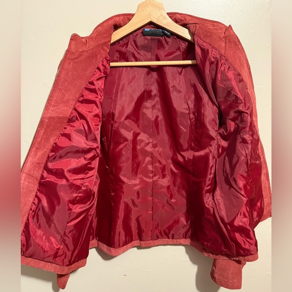 Relativity Vtg Women's Red Rust Suede Bomber Jacket Y2K Genuine Leather Large - Picture 12 of 13